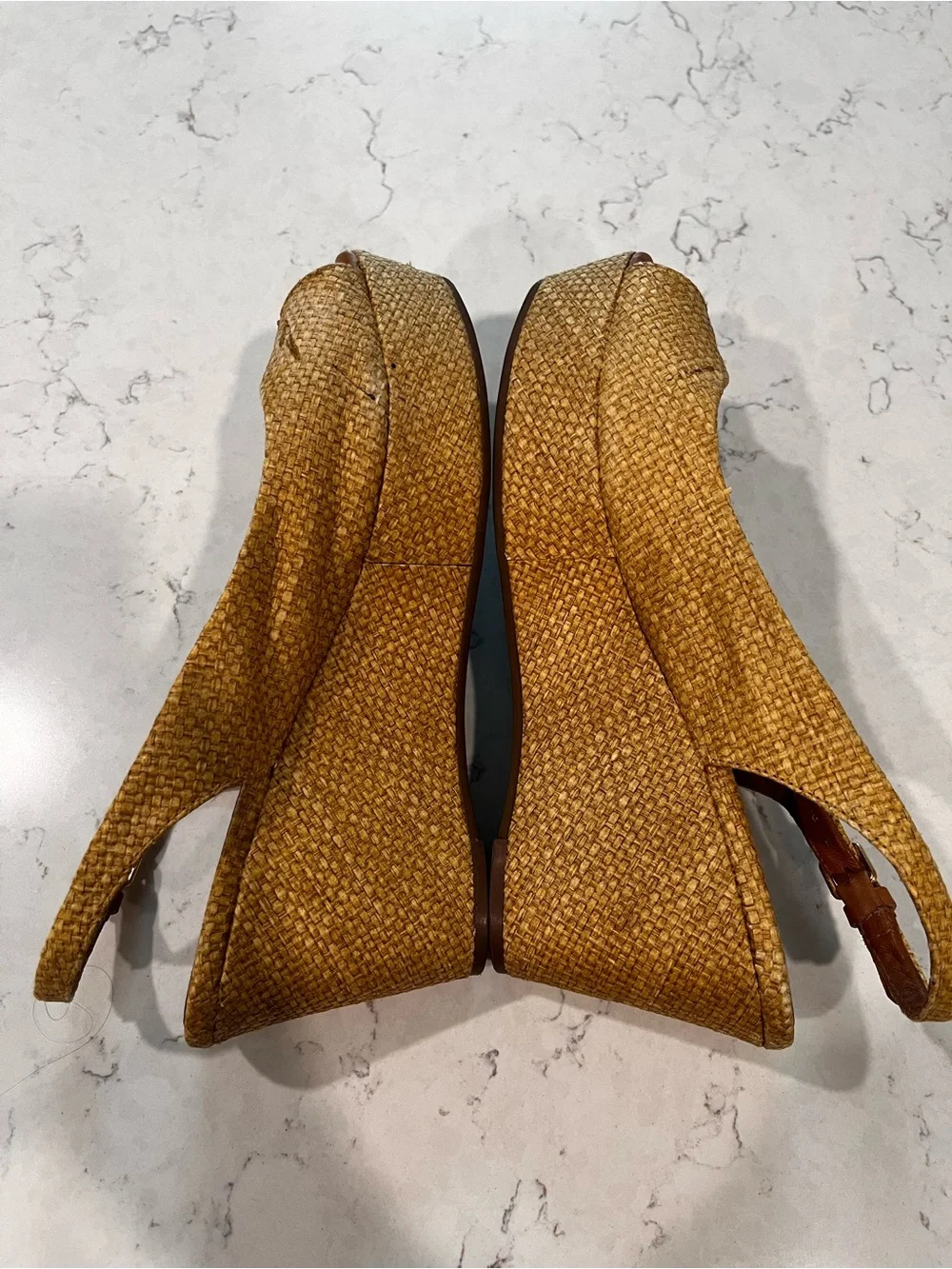 TORY BURCH Rosalinda Woven Raffia Wedge Sandals Size 6.5